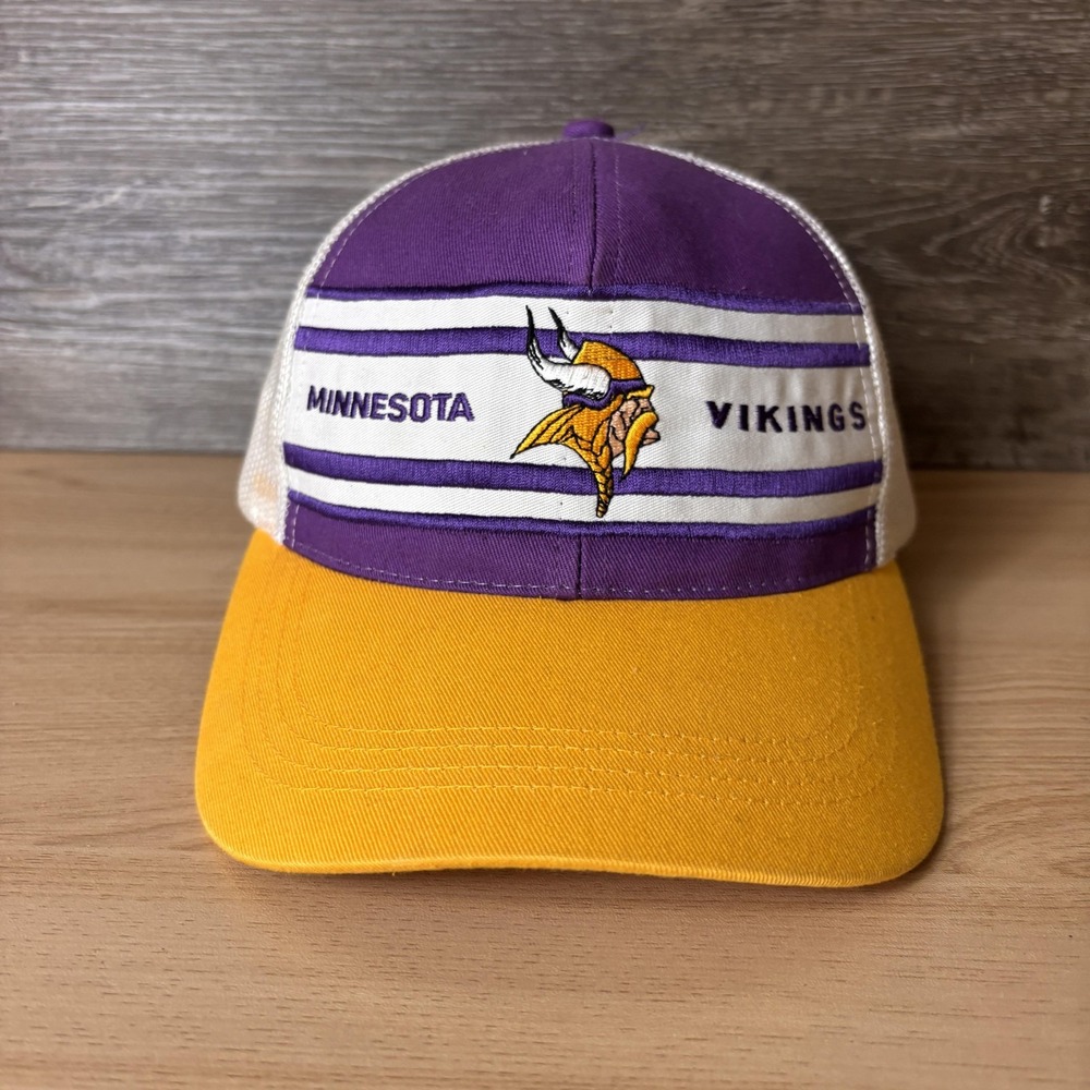 Minnesota Vikings Hat Cap Snap Back Mens Purple Gold NFL Football Trucker Mesh
